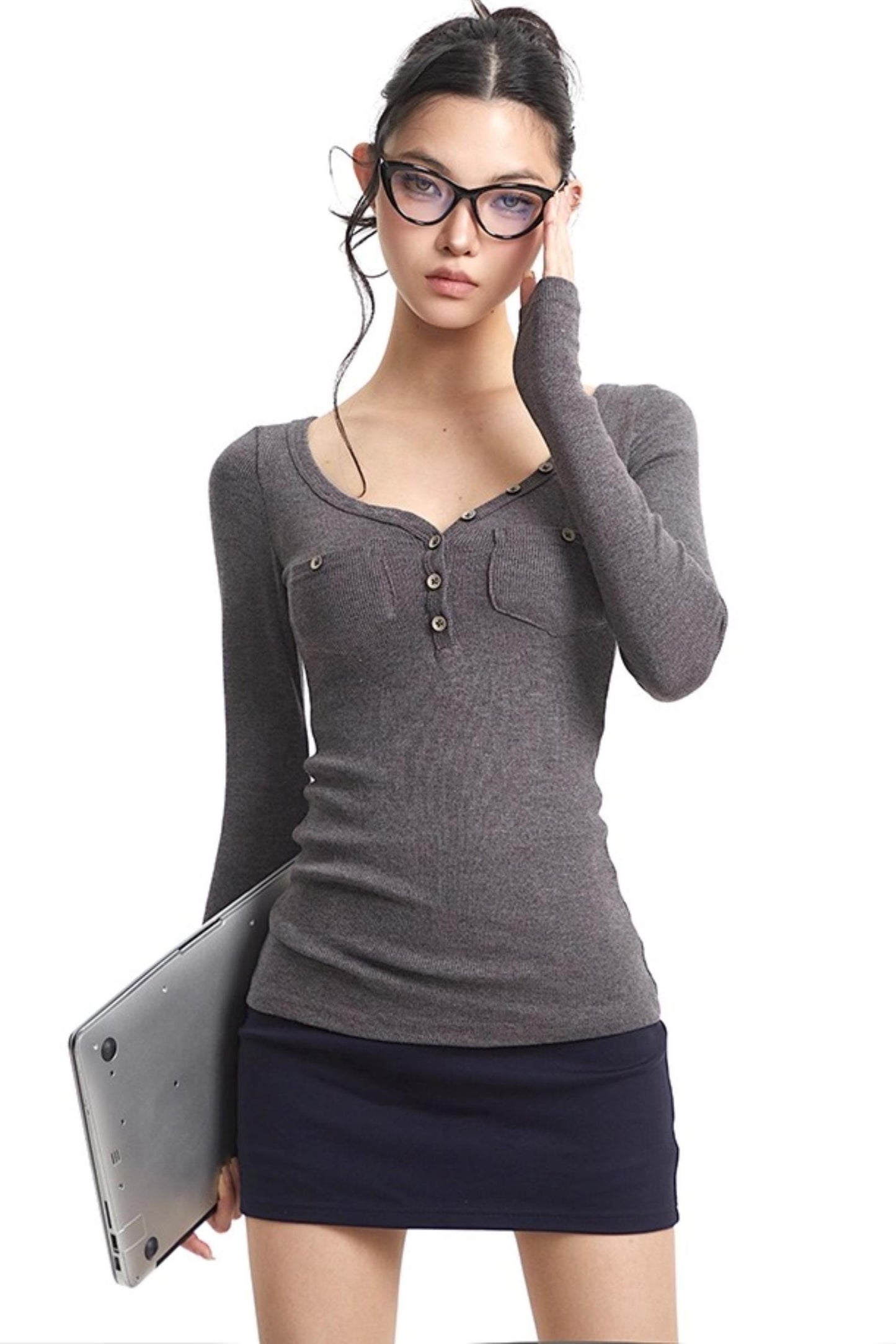 Slim Knit Long Sleeve Shirt