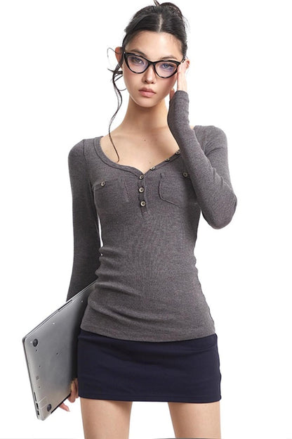 Slim Knit Long Sleeve Shirt