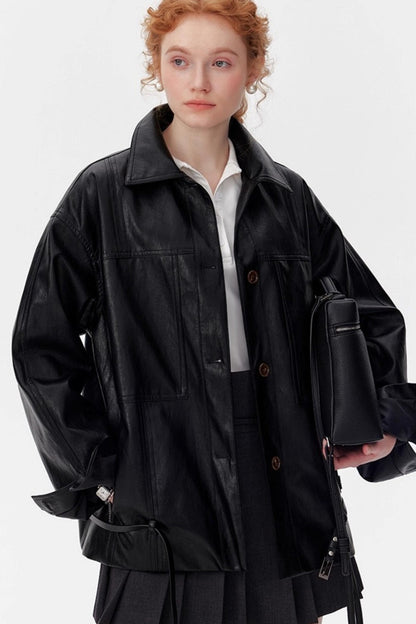 Vintage Black Oil Wax Leather Biker Jacket