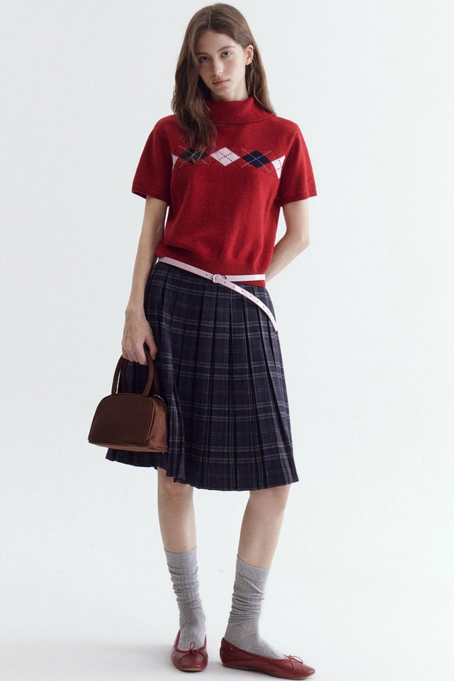 Argyle Jacquard Knit Top