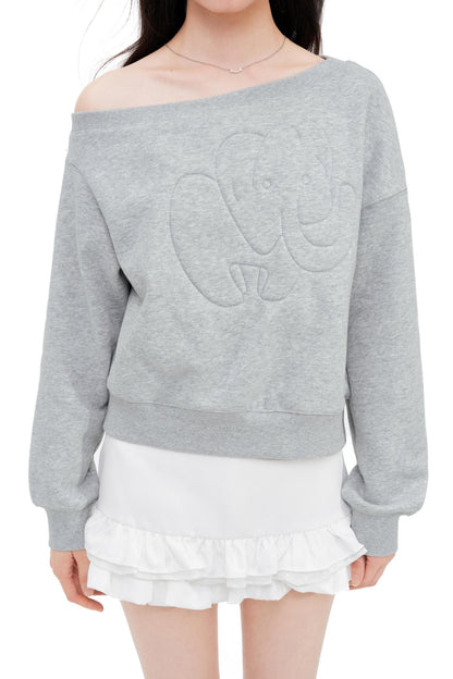 Slanted Shoulder Crew Neck Top