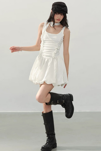 Vestido blanco con volantes Luna