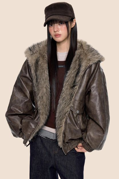 Vintage Fur Hooded Jacket