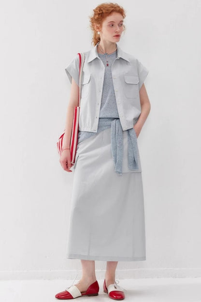 Tencel A-Line Vest Skirt Set-Up