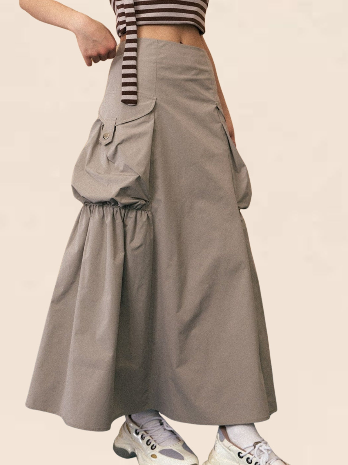 Large Pocket Midi Cargo Skirt