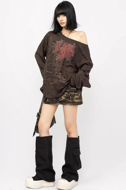 Distressed Sleeve Top