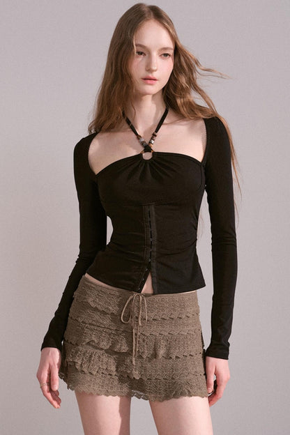 Slim Pleated Halterneck Top