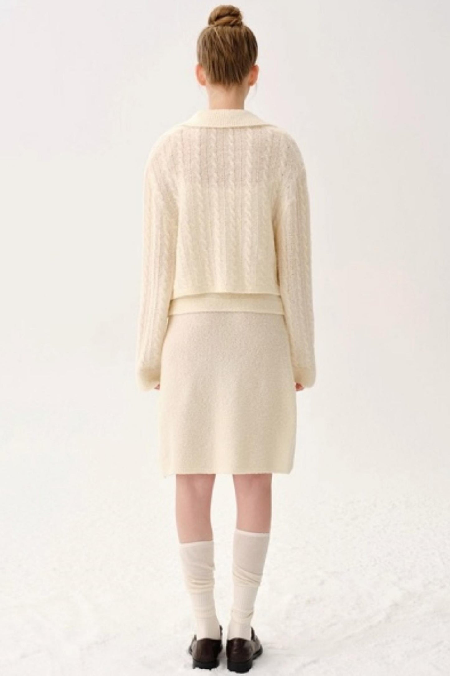 Retro Wool Blended Cardigan Set-Up