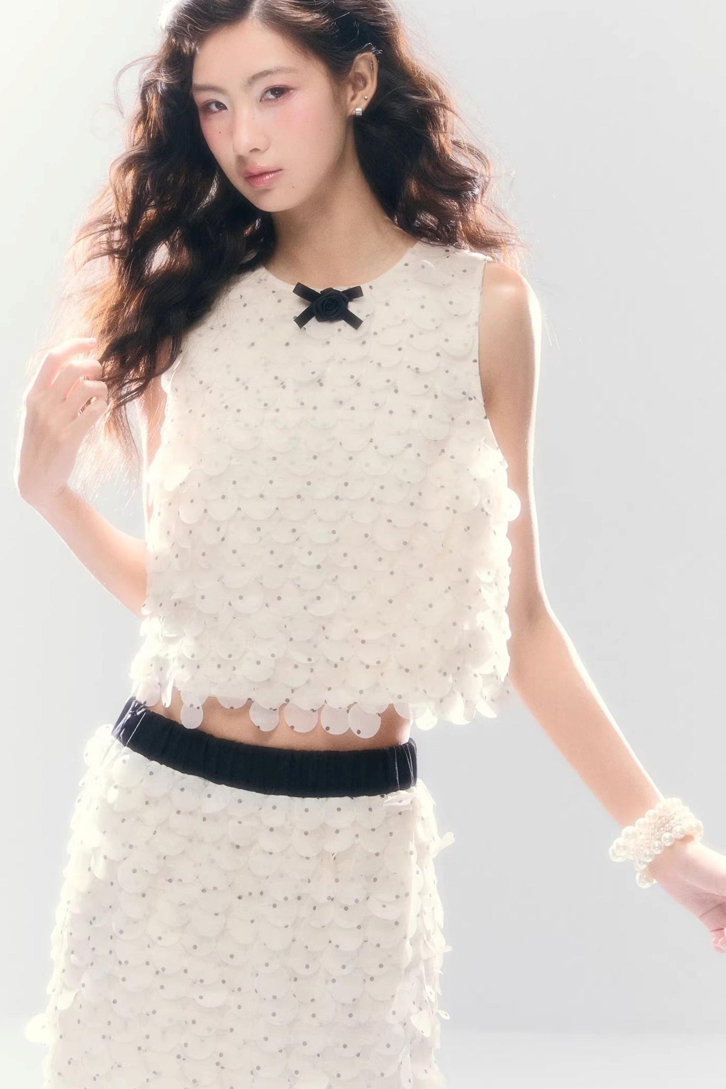 French Polka Dot Chiffon Matching Set