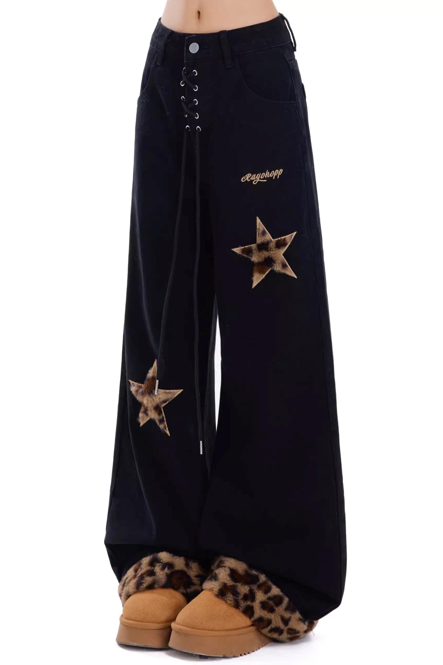 Retro Leopard Print Plush Pants