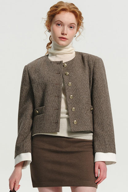 Small Fragrance Wool HoundStooth Jacket