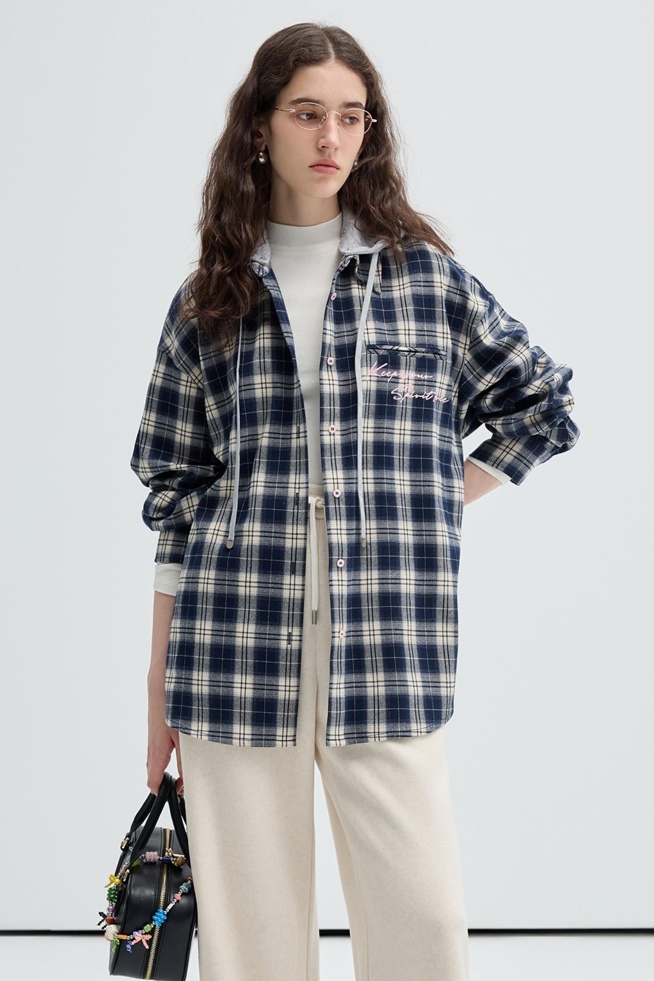 Loose Casual Plaid Shirt Outer