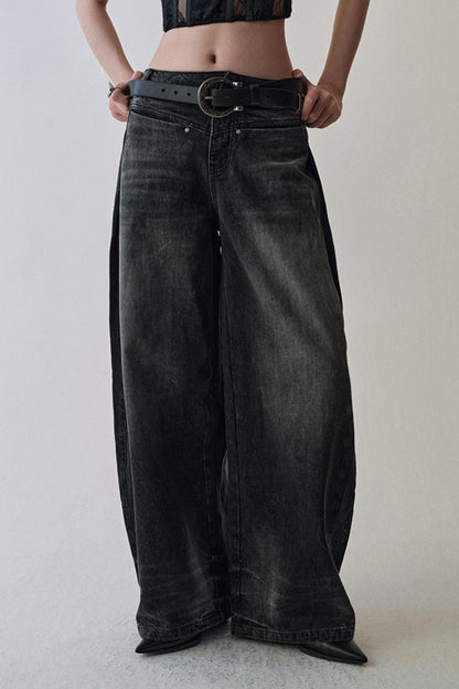 Gray Black Straight Leg Jeans Pants