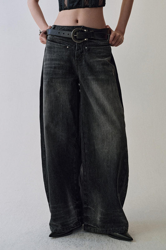 Gray Black Straight Leg Jeans Pants