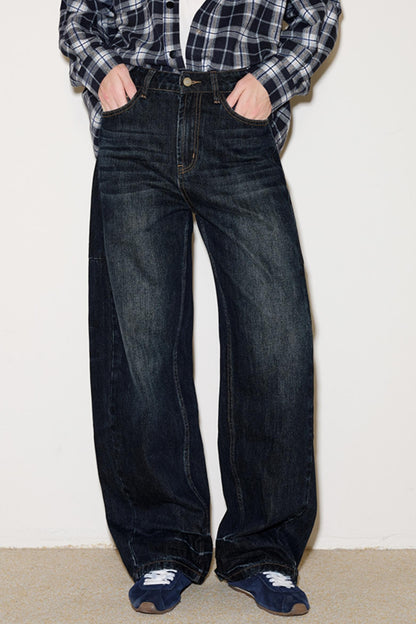 Washed Whiskered Denim Pants