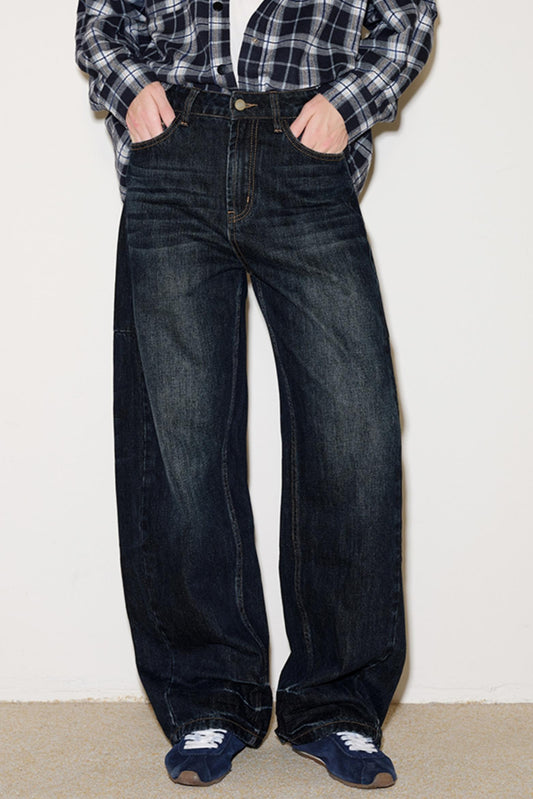 Washed Whiskered Denim Pants