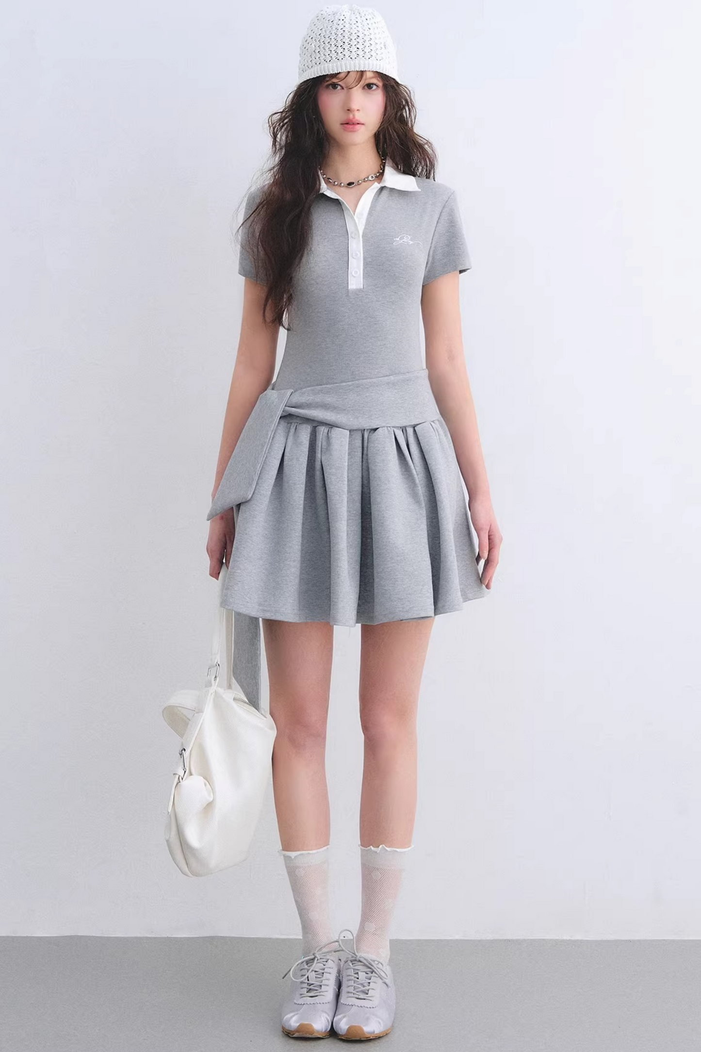 Contrasting Polo Puffy Dress
