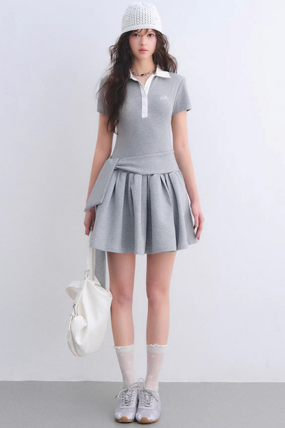 Contrasting Polo Puffy Dress