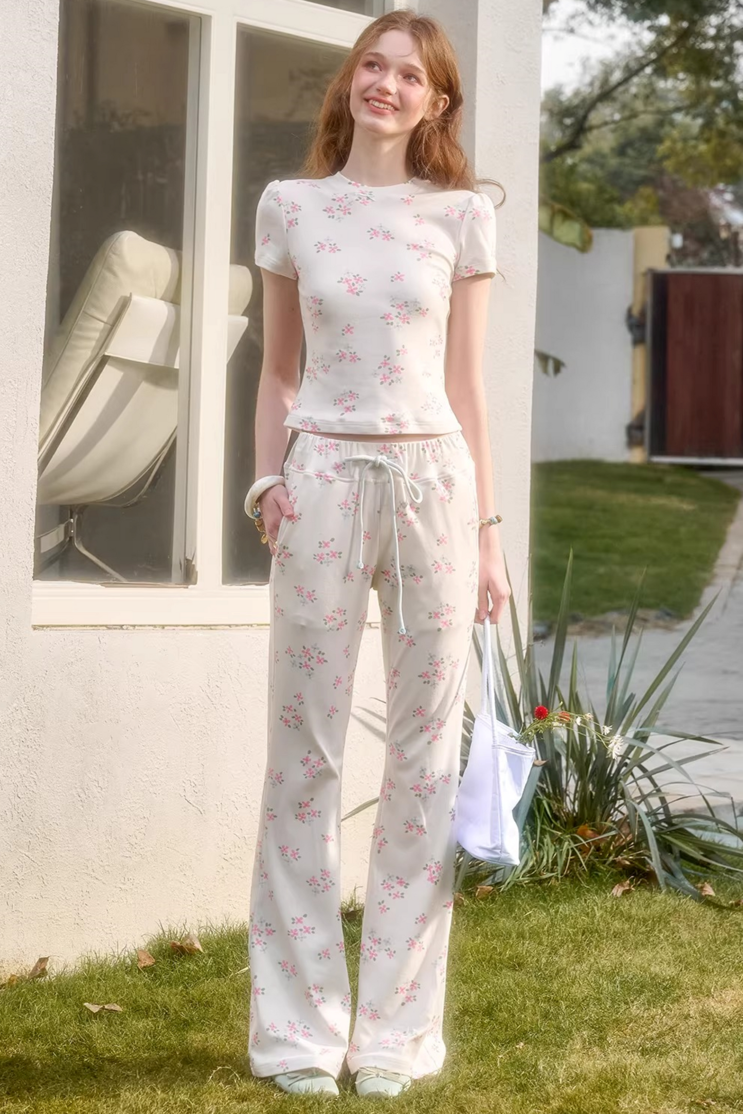 Blue Velvet Floral Cardigan Set-Up