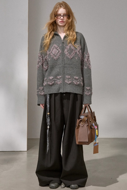 Diamond Pattern Knitted Cardigan