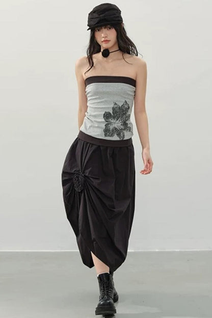 Mountain and Moon Pleated Skirt