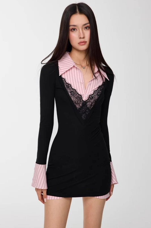 Patchwork Striped Bodycon Dress