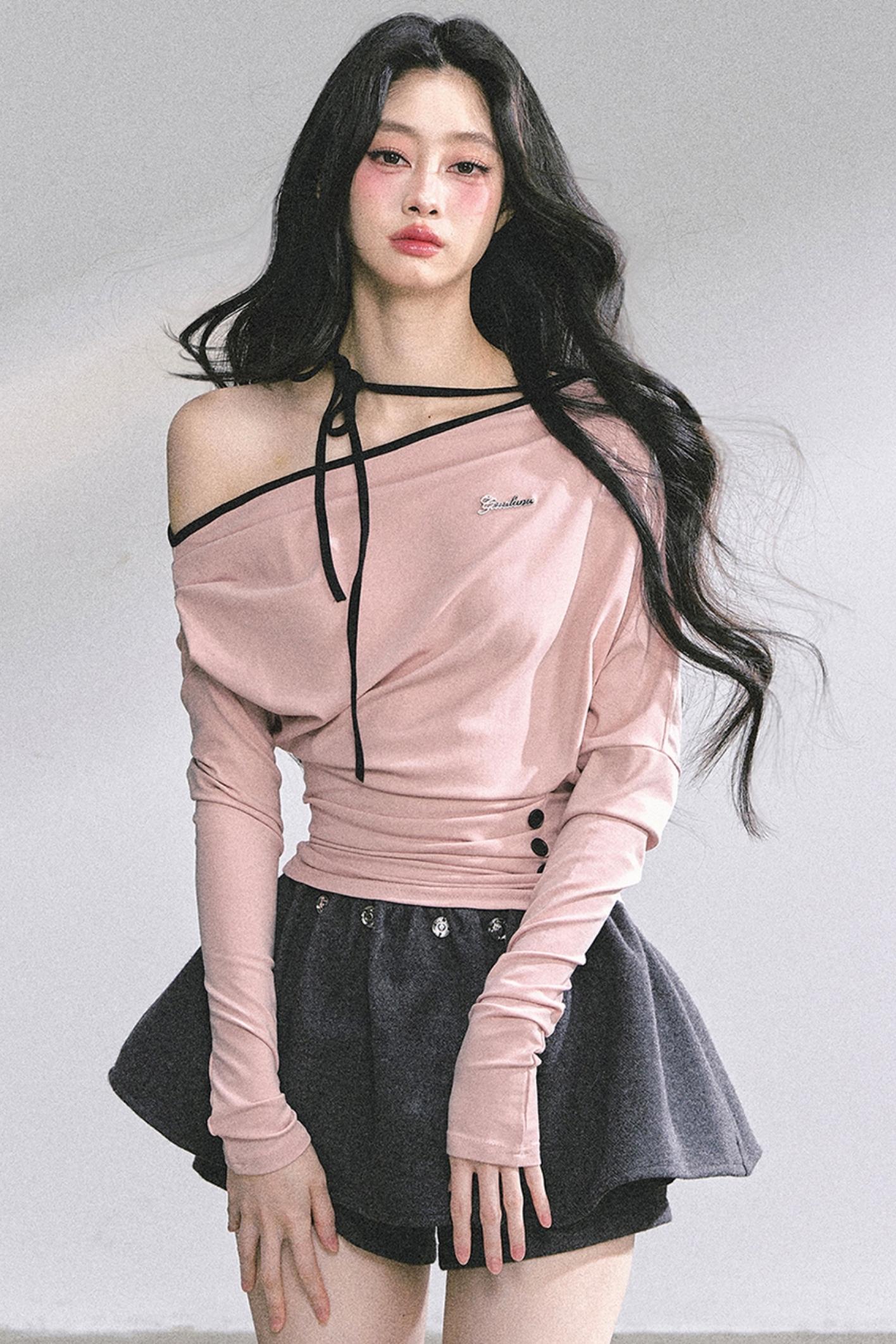 Korean Pink Halterneck Top