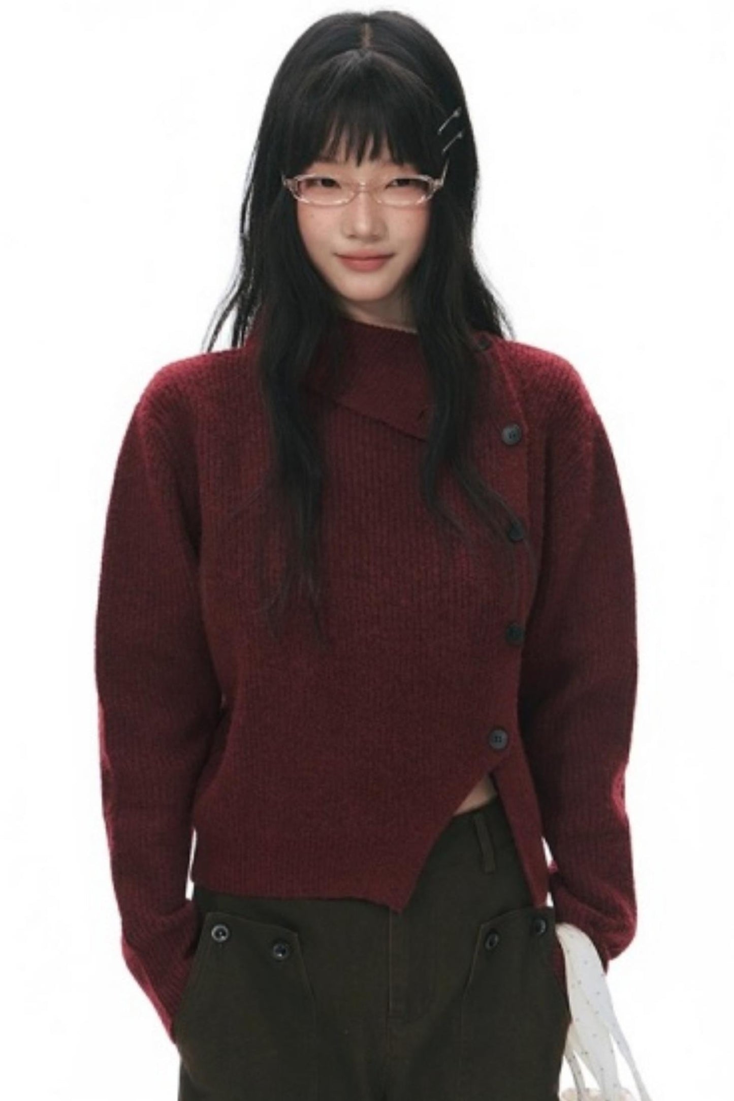 Asymmetrical Vintage Red Sweater