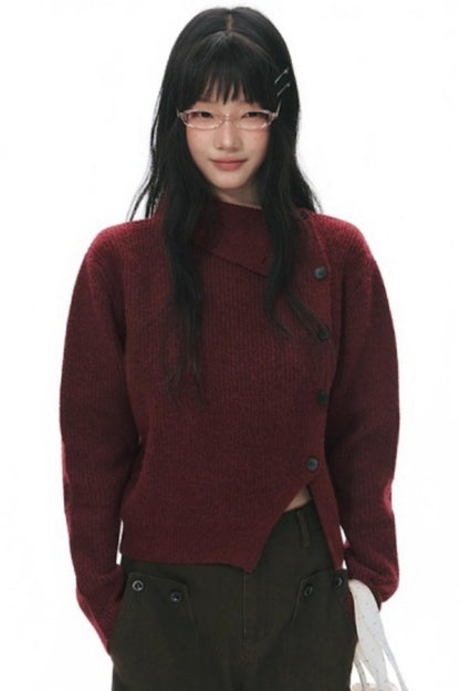 Asymmetrical Vintage Red Sweater