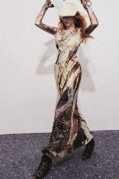 Velvet V-Neck Mermaid Dress