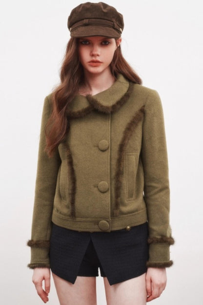 Warm Mink Fur Woolen Short Coat