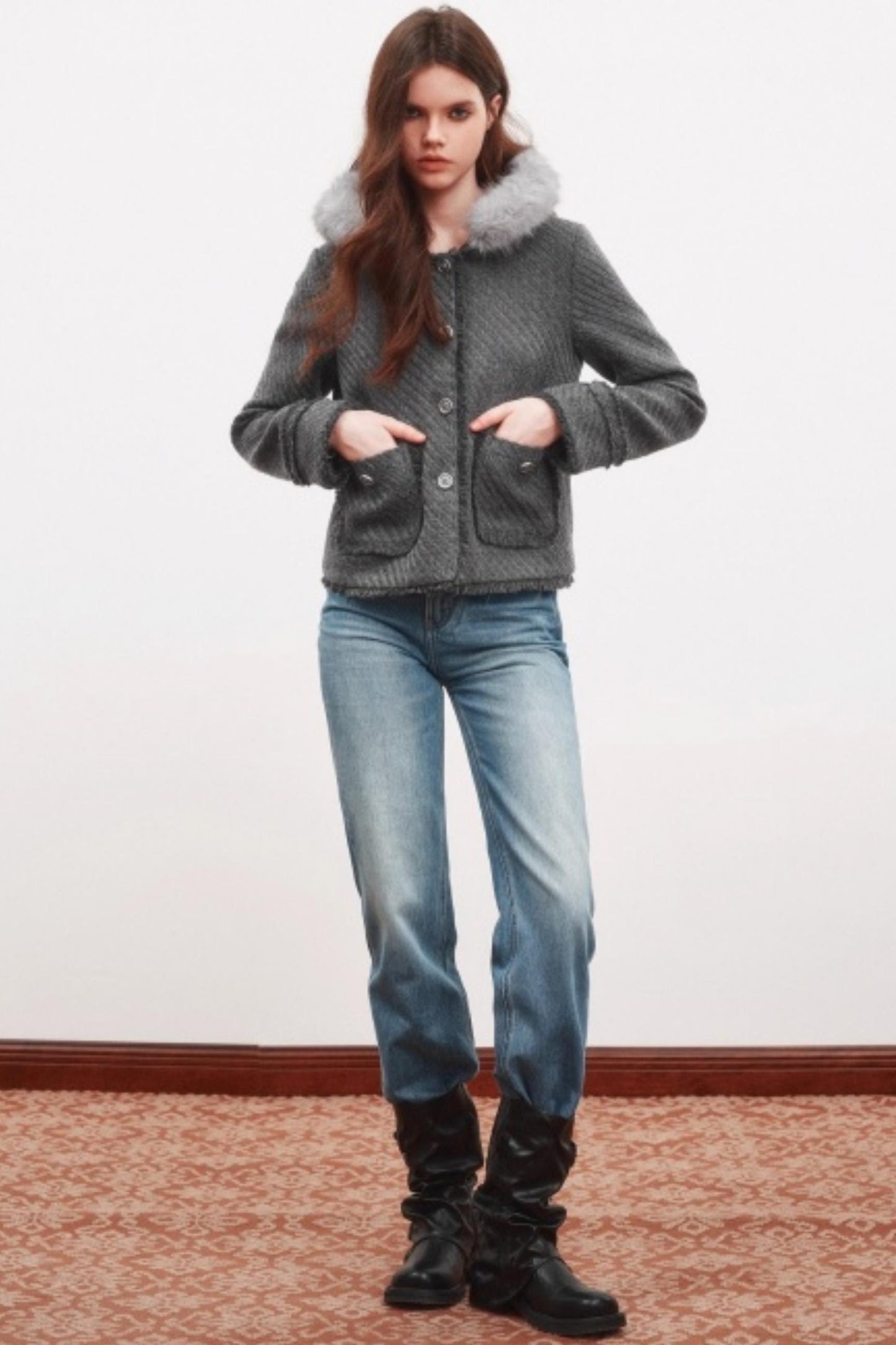 Winter Metal Buckle Wool Jacket