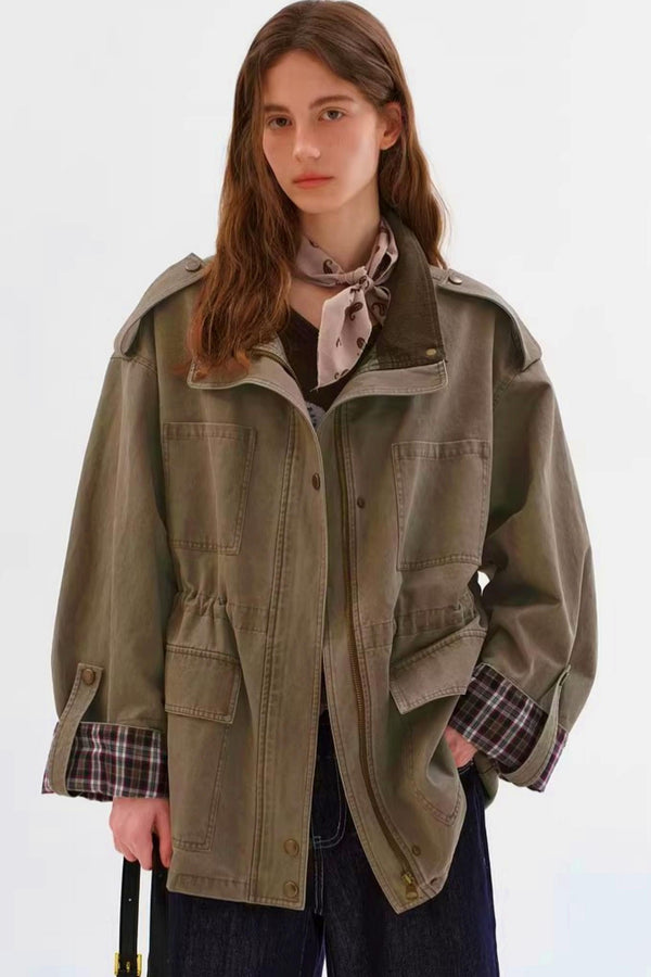 Versatile Patchwork Windbreaker Jacket