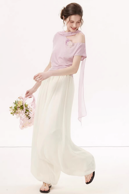 Top asimmetrico in Lyocell Tencel