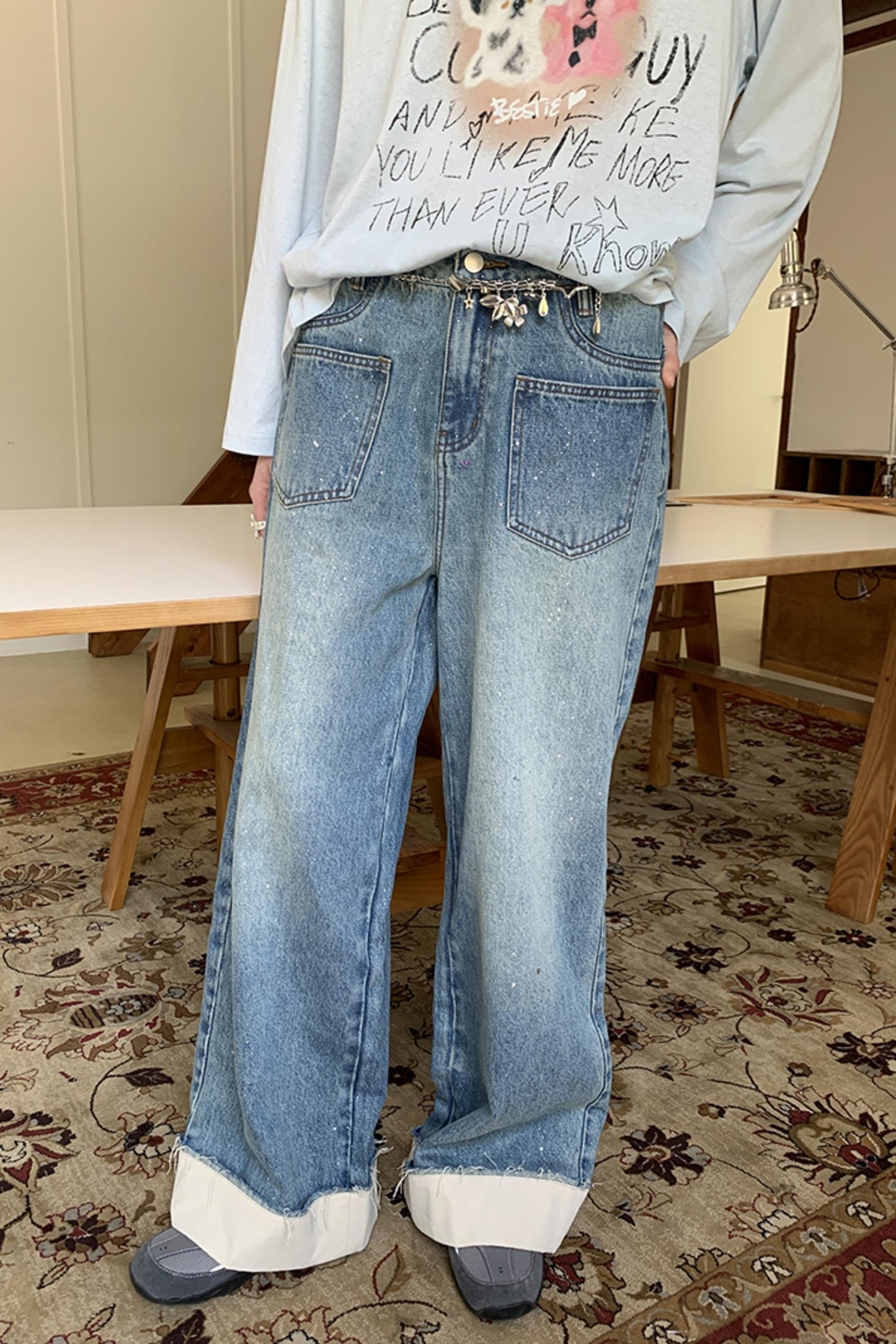 Structured Silver Summer Jeans