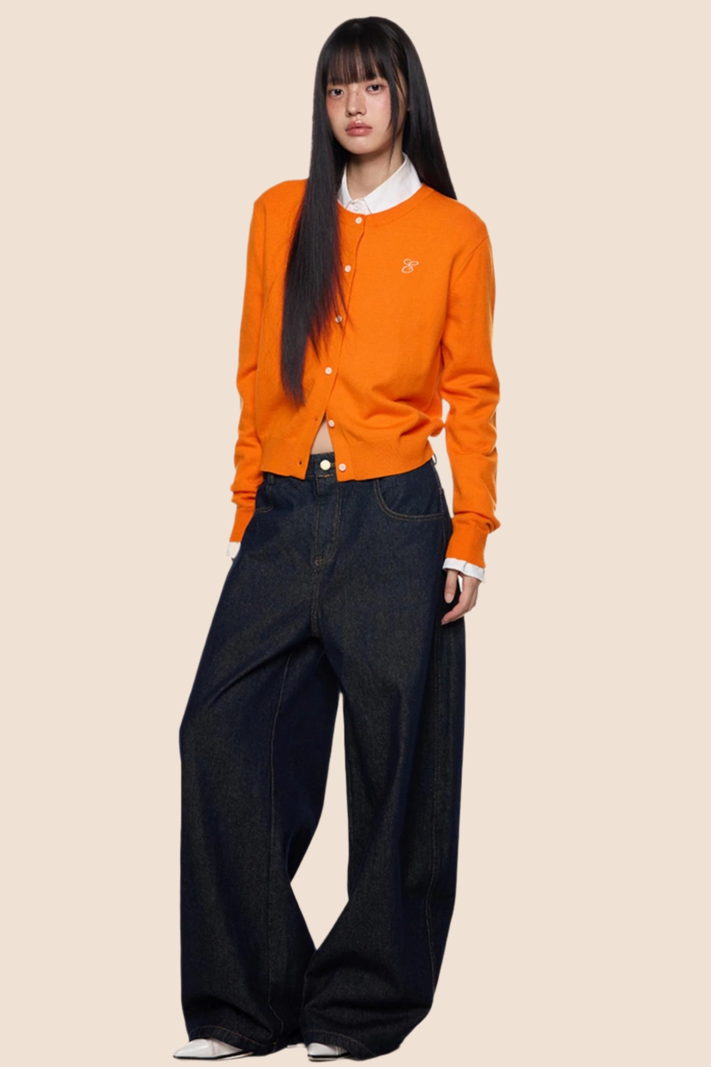 Embroidered Cropped Knit Sweater Cardigan