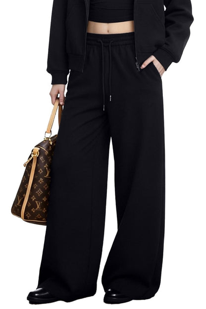 Black Hooded Sweatshirt Jacket Set-Up