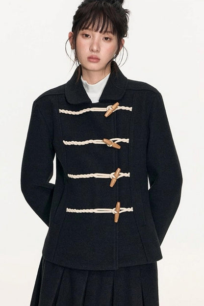 Slim Waist Woolen Coat Set-Up