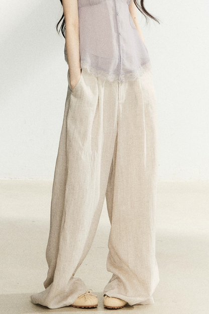 Linen Drape Wide-Leg Pants