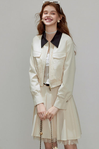 Autumn Lapel Short Coat Set-Up