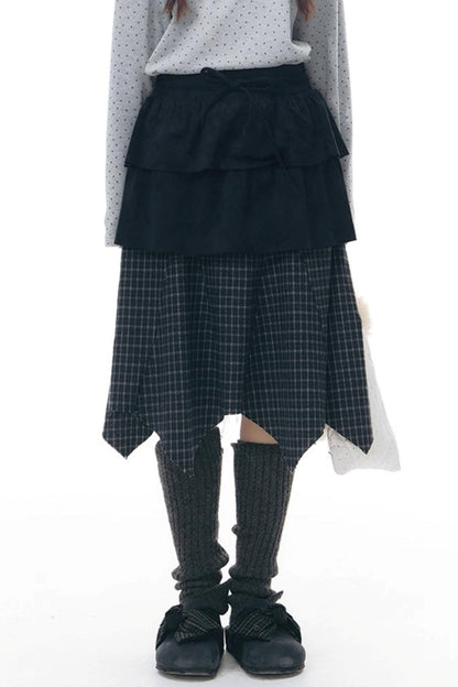 Patchwork Irregular Umbrella Skirt