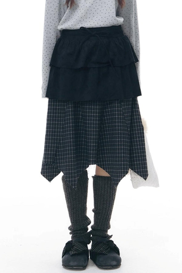 Patchwork Irregular Umbrella Skirt