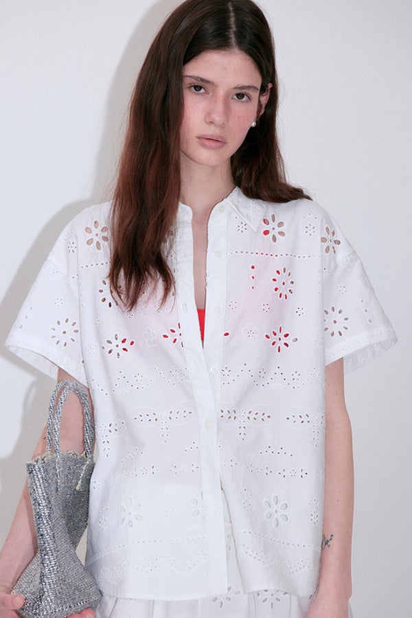 Summer Sheer Texture Lapel Shirt Skirt Set-Up