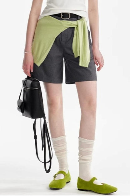 Gray Twill Suit Shorts