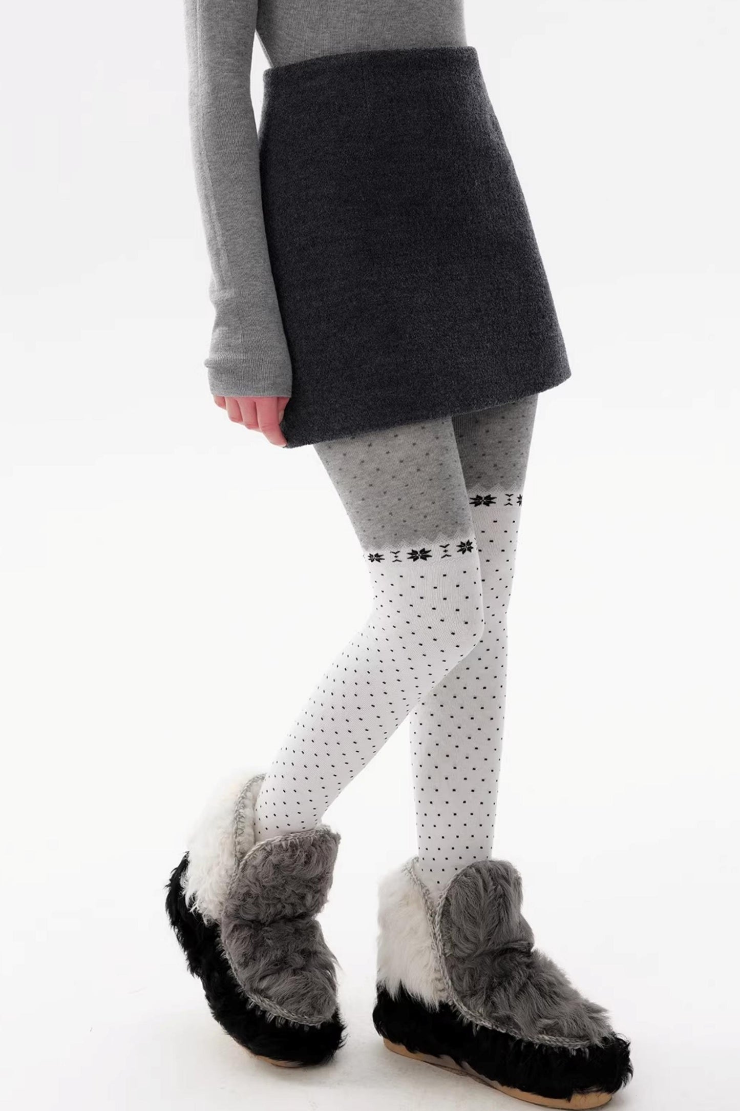 Black Wool Blend A-Line Skirt