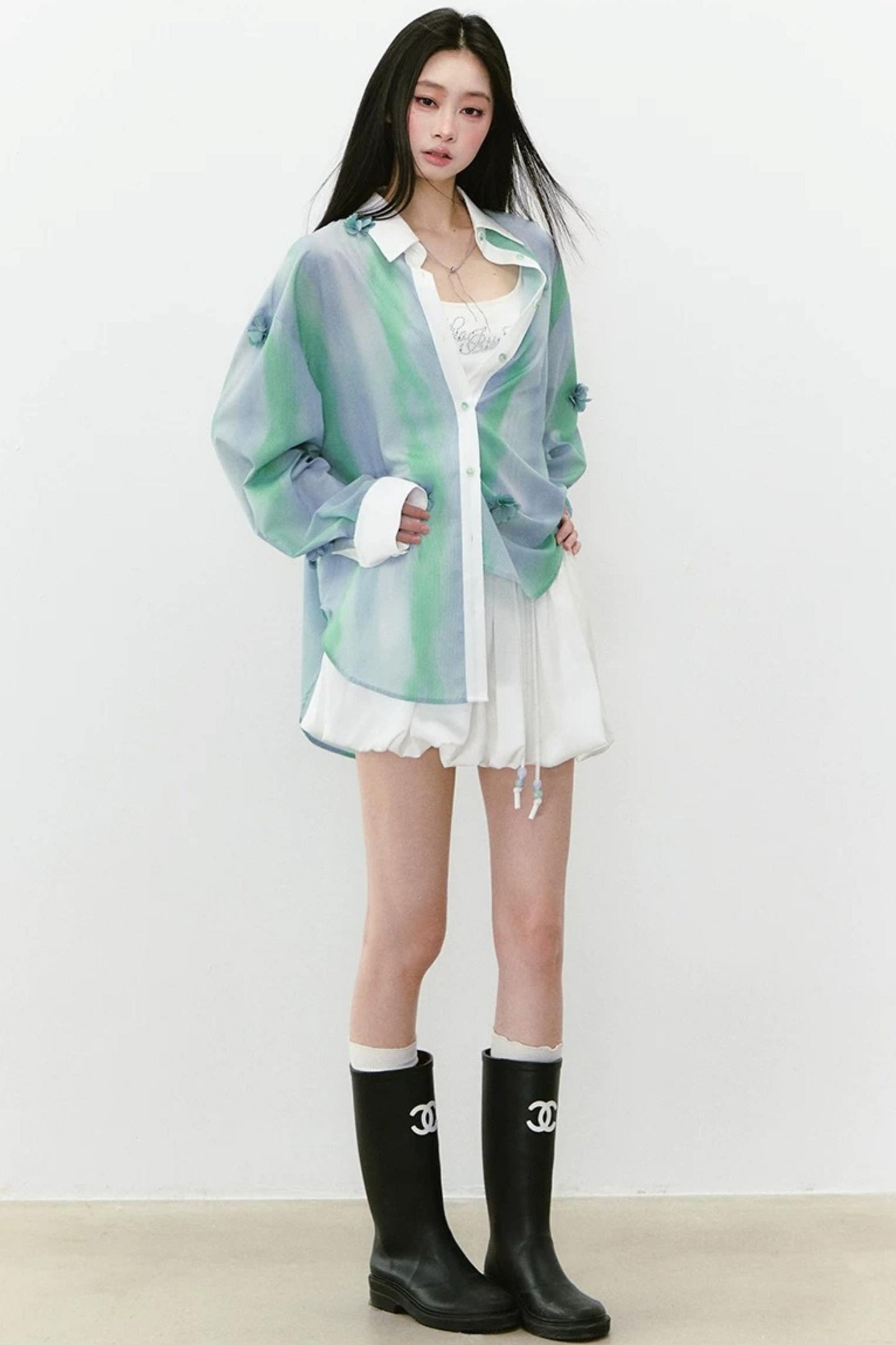 Chemise épaisse à fleurs avec protection solaire