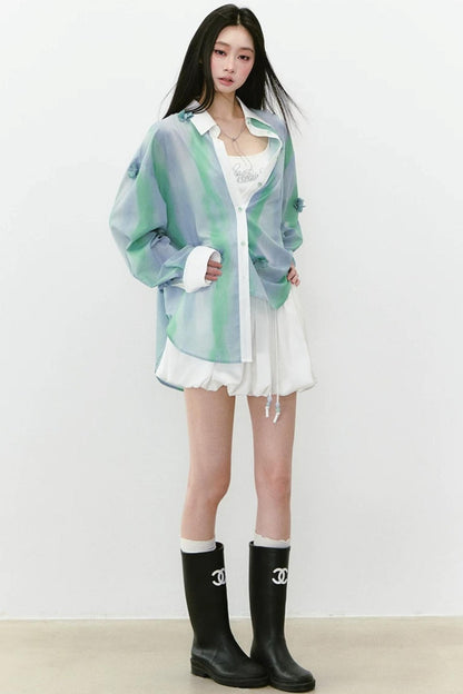 Chemise épaisse à fleurs avec protection solaire