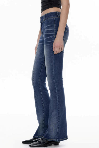 Deep Sea Blue Flared Denim Pants