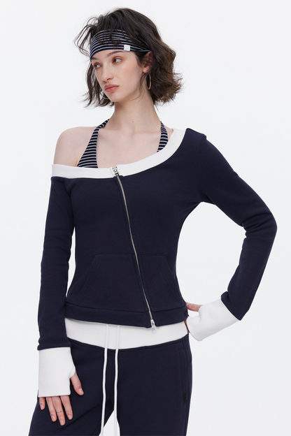 One-Shoulder Color-Blocked Top Set-Up