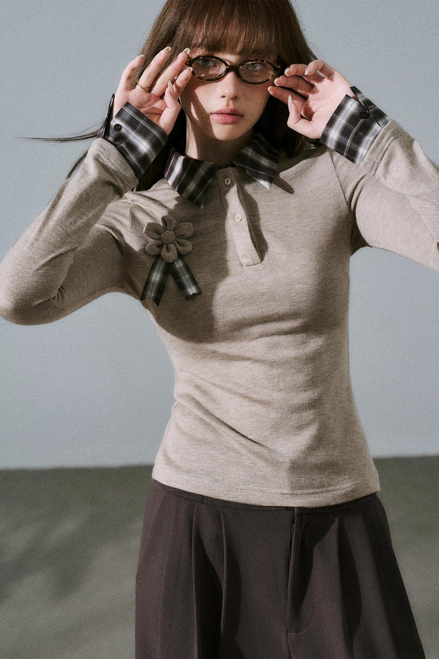 Quiet Plaid Long-sleeved Shirt